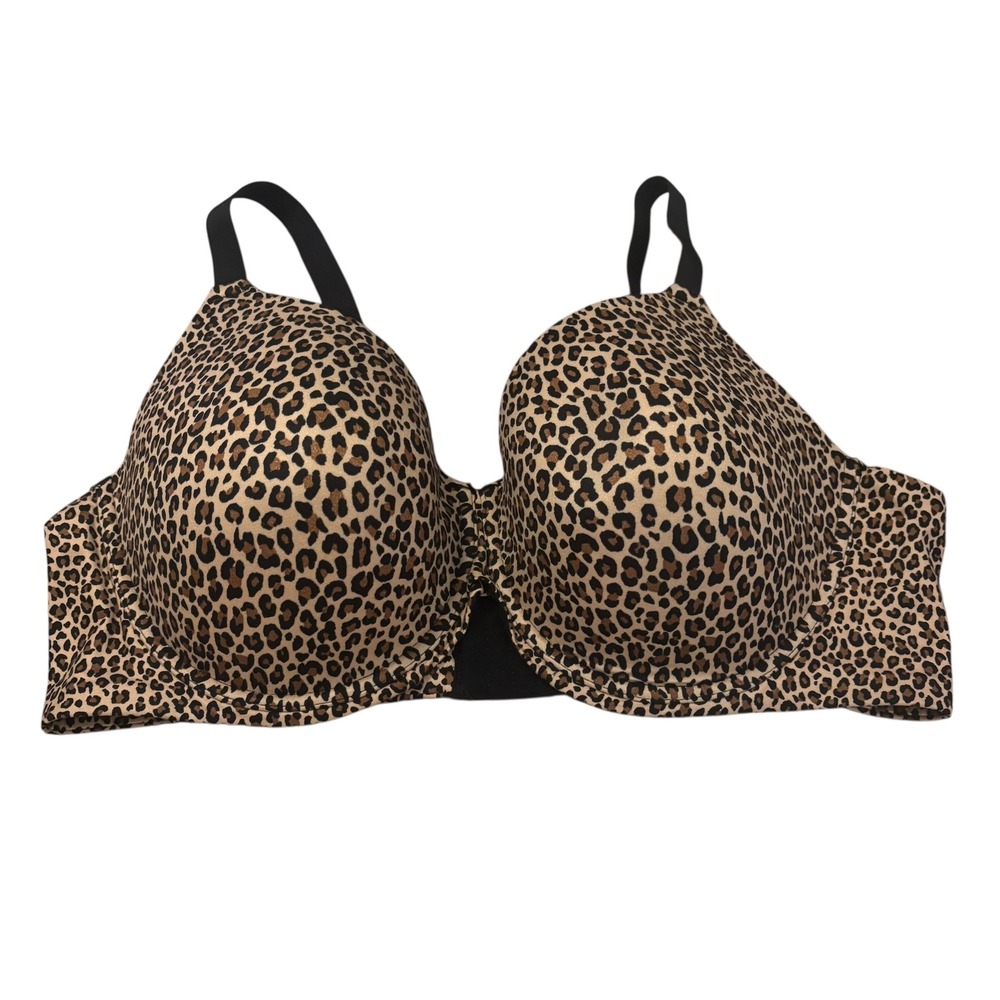 Auden‎ Leopard Print Full Coverage Bra 46D Black Tan Animal Print Padded NEW